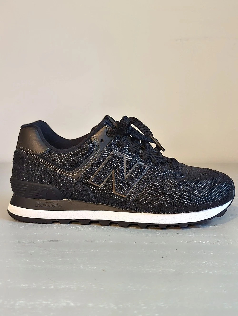New Balance 574 Women's Sneakers Black Glitter size 7.5